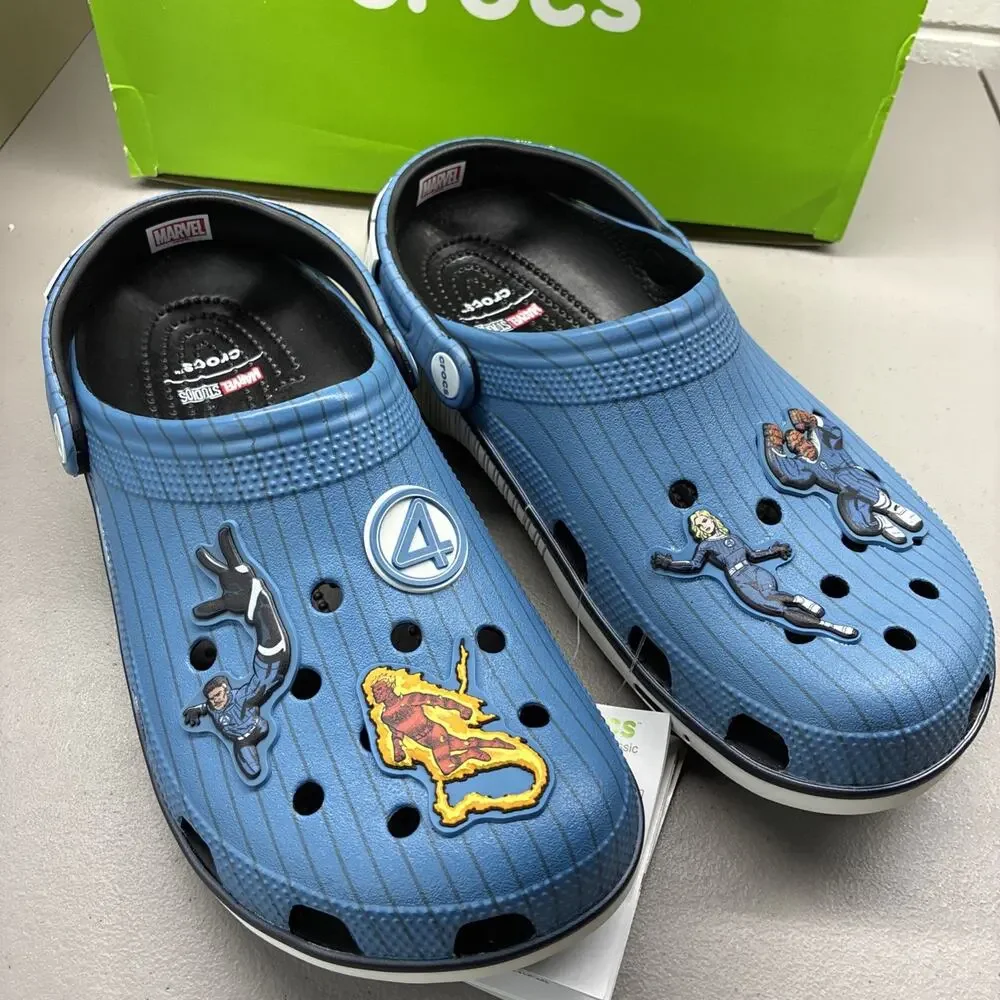 Crocs Marvel Fantastic 4 Classic Clog Blue Pinstripe Mens Size 10 211481-90H NEW